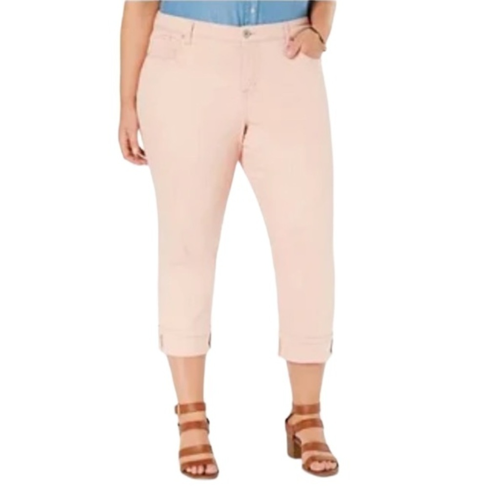 Style & Co Salmon Pink Mid Rise Tummy Control Capri Jeans, Size 12 - Picture 8 of 8